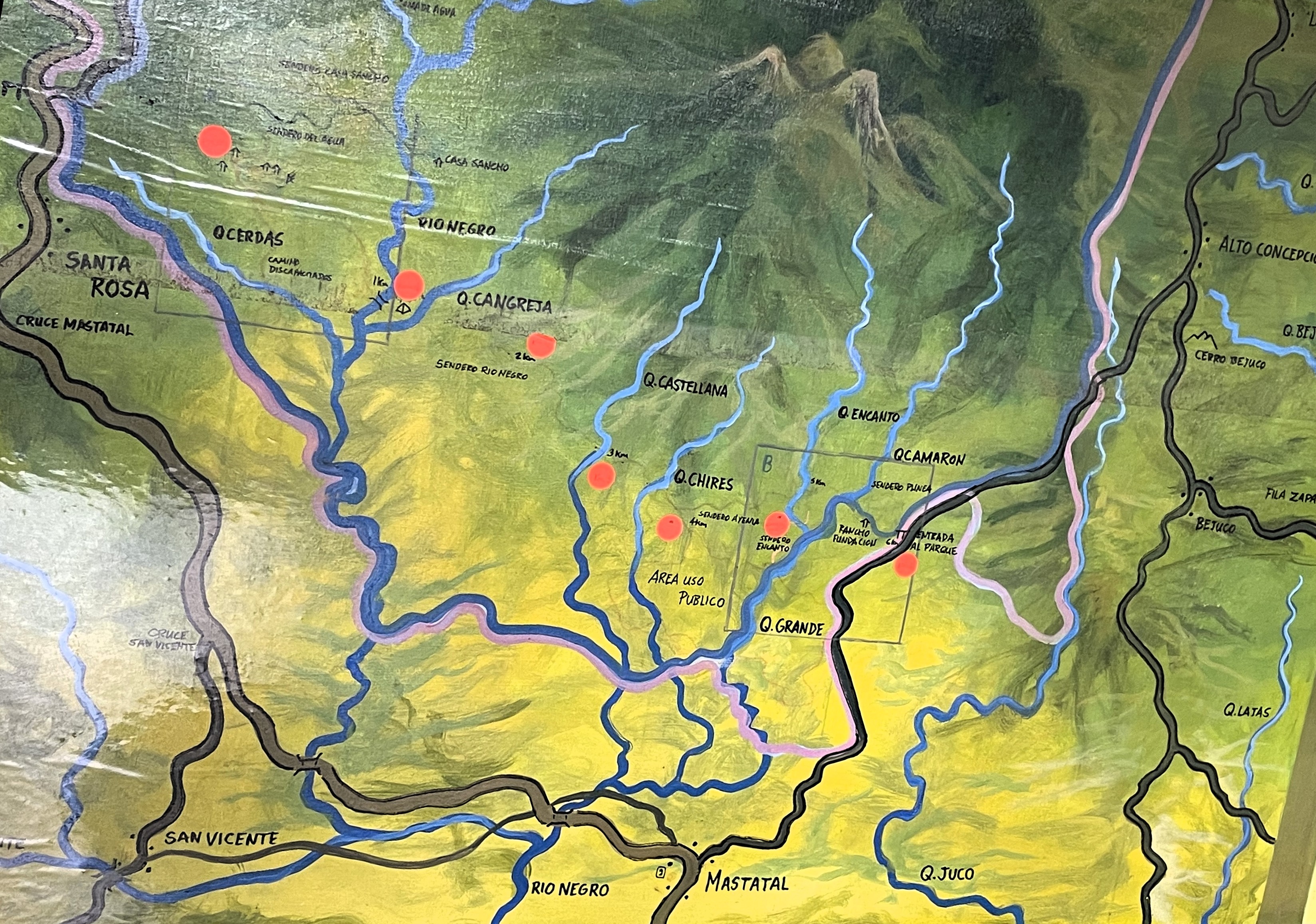Mapa del PN la Cangreja, ruta Cartago - Parrita.