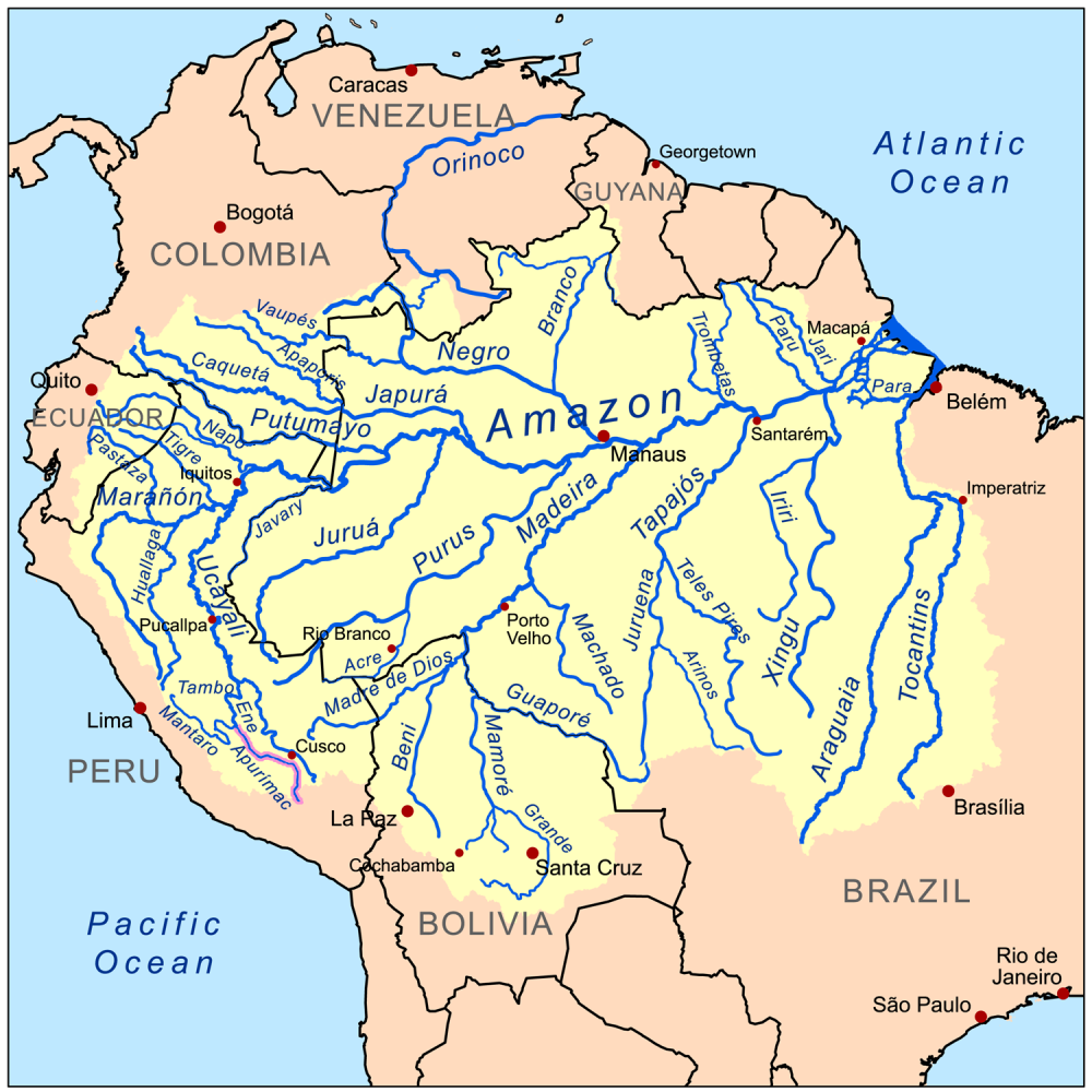 Sur América, cuenca del río Amazonas